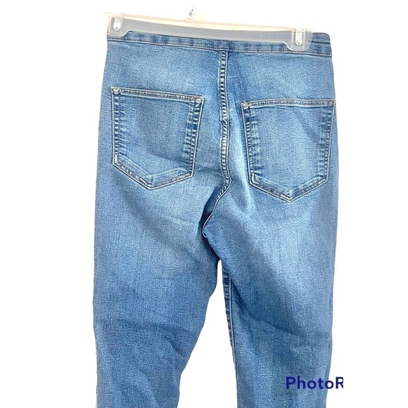 Divided H&M  Womens Jeans Size 4 Denim Y2K Side Striped Panel Mid Rise Waist - Picture 4 of 12